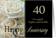 40th Anniversary, Nephew & Wife - Pale pink roses card