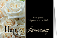 Anniversary, Nephew & Wife - Pale pink roses card