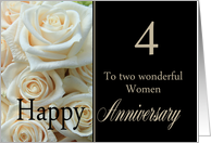 4th Anniversary, two wonderful women - Pale pink roses card