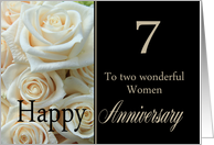 7th Anniversary, two wonderful women - Pale pink roses card
