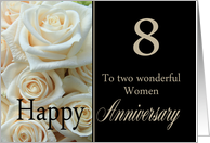 8th Anniversary, two wonderful women - Pale pink roses card