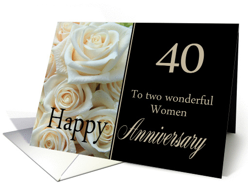 40th Anniversary, two wonderful women - Pale pink roses card (1295022)