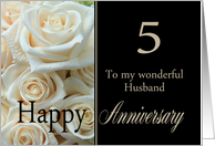 5th Anniversary card for Husband - Pale pink roses card