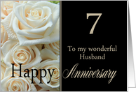 7th Anniversary card for Husband - Pale pink roses card