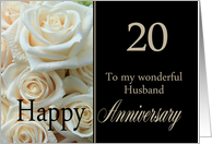 20th Anniversary card for Husband - Pale pink roses card