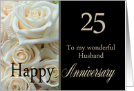 25th Anniversary card for Husband - Pale pink roses card