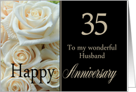 35th Anniversary card for Husband - Pale pink roses card