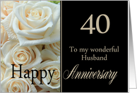 40th Anniversary card for Husband - Pale pink roses card