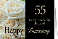 55th Anniversary card for Husband - Pale pink roses card