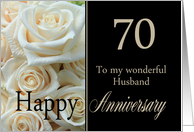 70th Anniversary card for Husband - Pale pink roses card