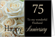 75th Anniversary card for Husband - Pale pink roses card
