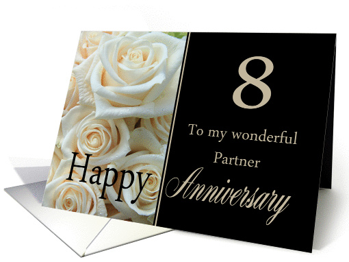 8th Anniversary card for Partner - Pale pink roses card (1295542)