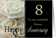 8th Anniversary card for Partner - Pale pink roses card