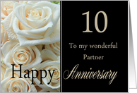 10th Anniversary card for Partner - Pale pink roses card