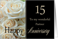15th Anniversary card for Partner - Pale pink roses card