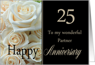 25th Anniversary card for Partner - Pale pink roses card