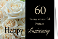 60th Anniversary card for Partner - Pale pink roses card