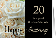 20th Anniversary card for Grandson & Wife - Pale pink roses card