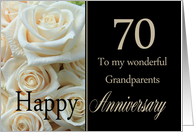 70th Anniversary card for Grandparents - Pale pink roses card