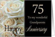 75th Anniversary card for Grandparents - Pale pink roses card