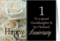 1st Anniversary Granddaughter & Husband Pale Pink Roses card