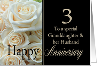 3rd Anniversary card for Granddaughter & Husband - Pale pink roses card