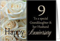 9th Anniversary card for Granddaughter & Husband - Pale pink roses card