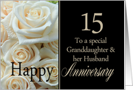 15th Anniversary card for Granddaughter & Husband - Pale pink roses card