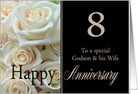 8th Anniversary card for Godson & Wife - Pale pink roses card