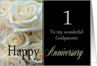 1st Anniversary card for Godparents - Pale pink roses card