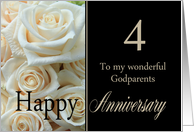 4th Anniversary card for Godparents - Pale pink roses card
