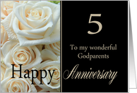 5th Anniversary card for Godparents - Pale pink roses card