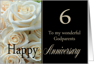 6th Anniversary card for Godparents - Pale pink roses card