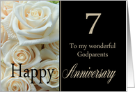7th Anniversary card for Godparents - Pale pink roses card