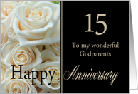 15th Anniversary card for Godparents - Pale pink roses card