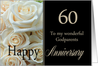 60th Anniversary card for Godparents - Pale pink roses card