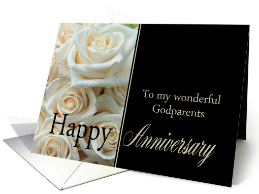 Anniversary card for Godparents - Pale pink roses card (1301228)