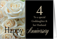 4th Anniversary card for Goddaughter & Husband - Pale pink roses card