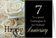 7th Anniversary card for Goddaughter & Husband - Pale pink roses card