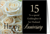 15th Anniversary card for Goddaughter & Husband - Pale pink roses card