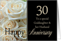 30th Anniversary card for Goddaughter & Husband - Pale pink roses card