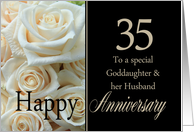 35th Anniversary card for Goddaughter & Husband - Pale pink roses card