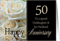50th Anniversary card for Goddaughter & Husband - Pale pink roses card