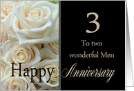 3rd Anniversary card for Gay Couple - Pale pink roses card