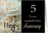 5th Anniversary card for Gay Couple - Pale pink roses card