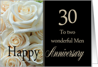 30th Anniversary card for Gay Couple - Pale pink roses card