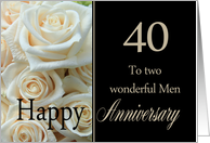 40th Anniversary card for Gay Couple - Pale pink roses card