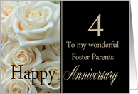 4th Anniversary card for Foster Parents - Pale pink roses card