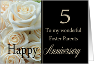5th Anniversary card for Foster Parents - Pale pink roses card
