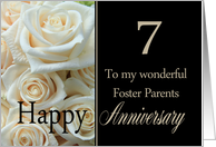 7th Anniversary card for Foster Parents - Pale pink roses card
